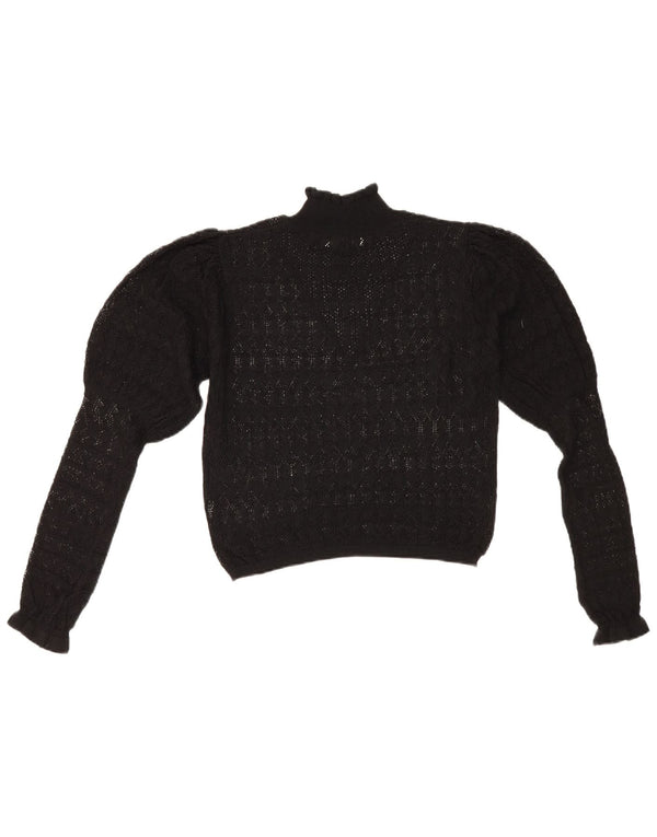 Zara Womens See Through Turtle Neck Jumper Sweater UK 12 Medium Black