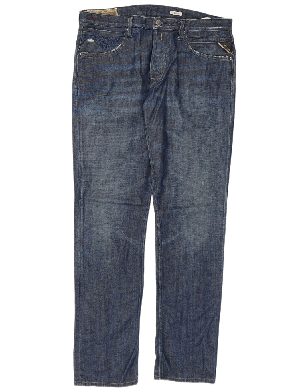 Replay Herren Tirmar Tapered Jeans W36 L34 Blaue Baumwolle