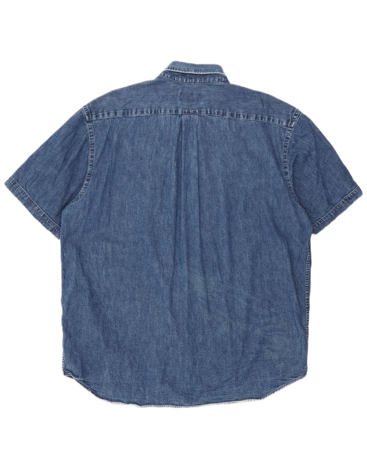 Eddie Bauer Herren Kurzarm-Jeanshemd, große blaue Baumwolle