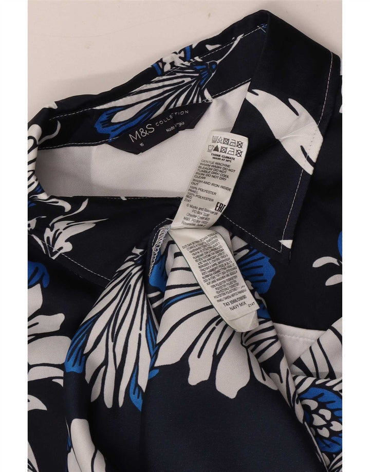 Marks & Spencer Damen-Hemdbluse in Übergröße, Gr. 40, Marineblau mit Blumenmuster