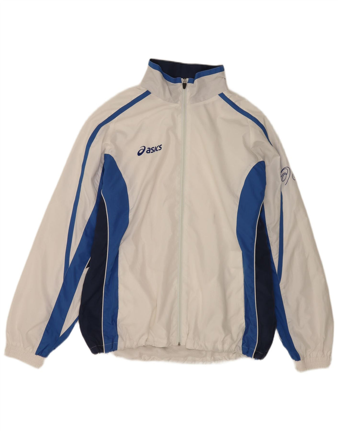Asics Herren-Trainingsanzug-Oberteil, Jacke, 2XL, weißes Colourblock-Polyester