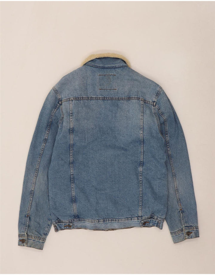 Zara Herren Denim Sherpa Jacke UK 40 Large Blau