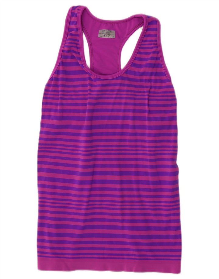 Athleta Damen-Trägershirt UK 12 Mittellila gestreift aus Nylon