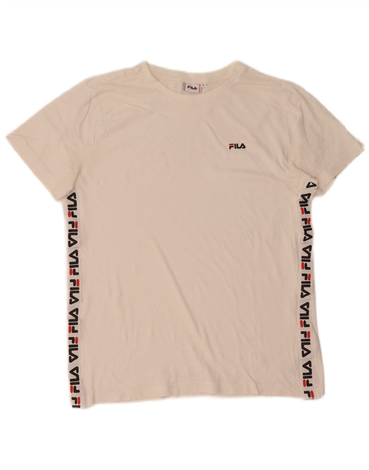 Fila Herren-T-Shirt mit Grafik, Größe L, aus weißer Baumwolle