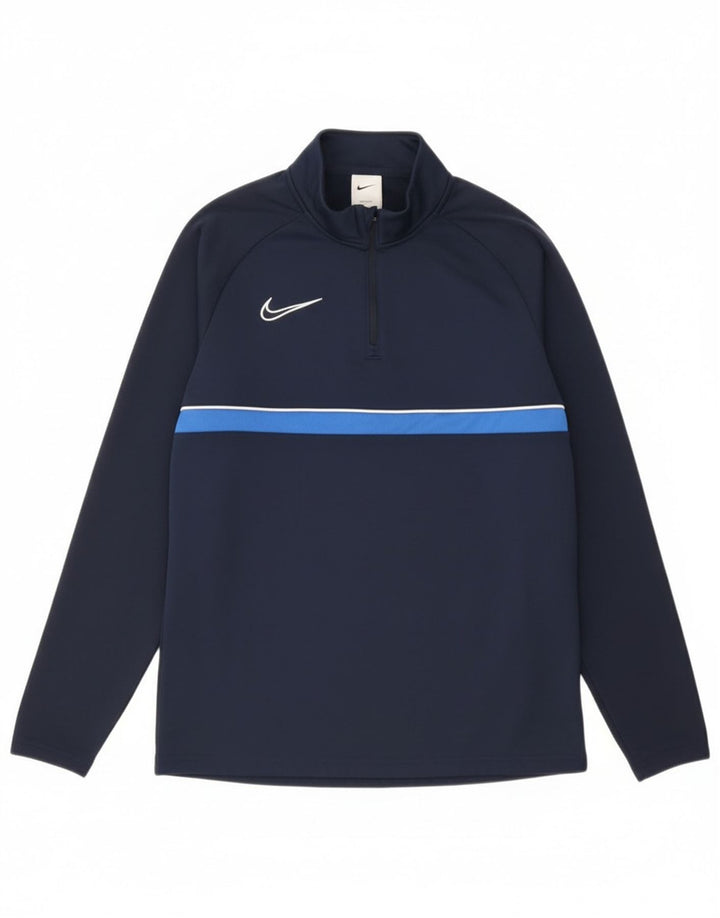 Nike Herren Dri Fit Pullover-Trainingsanzugoberteil, Größe S, Marineblau, Farbblock