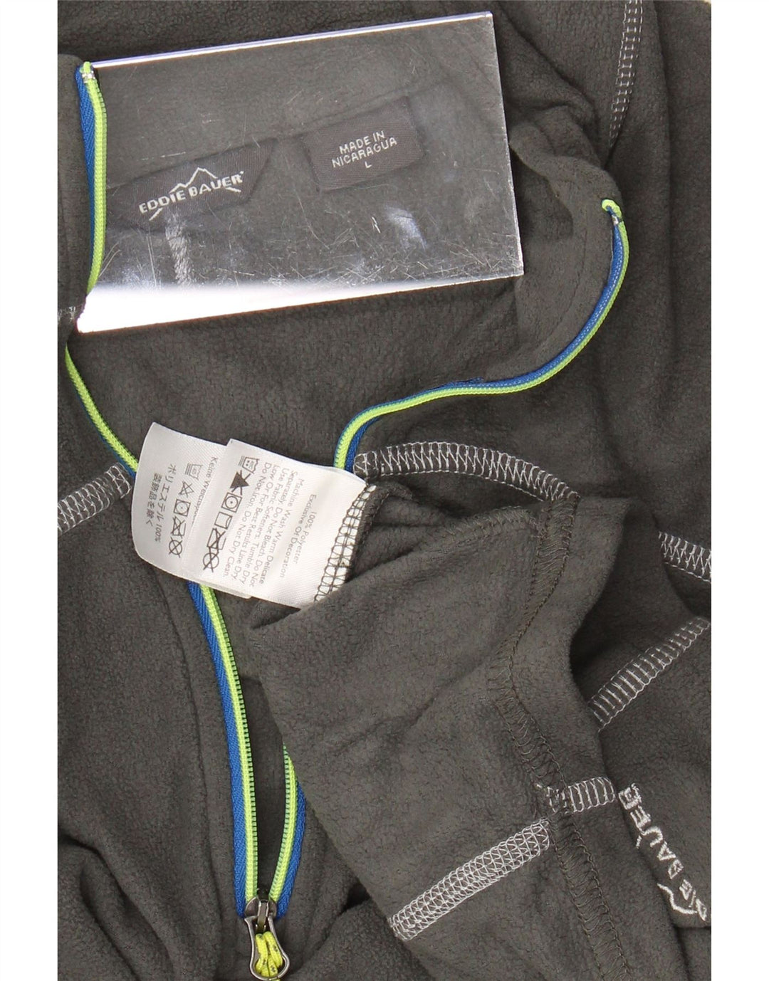 EDDIE BAUER Damen-Fleecepullover mit Reißverschluss am Hals, UK 16, Größe L, grau, Polyester