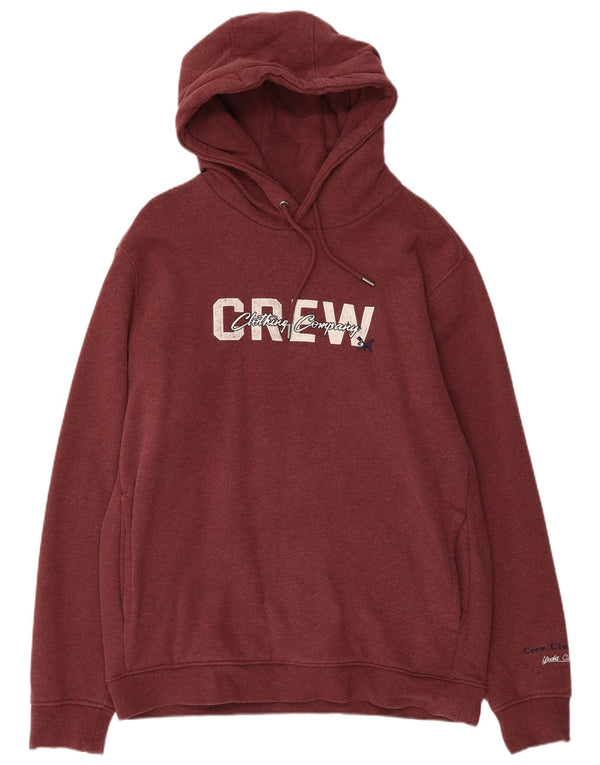 Crew Clothing Mens Graphic Hoodie Jumper XL Maroon Cotton