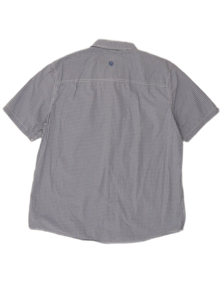 Fat Face Herren-Kurzarmhemd XL aus blauer Gingham-Baumwolle
