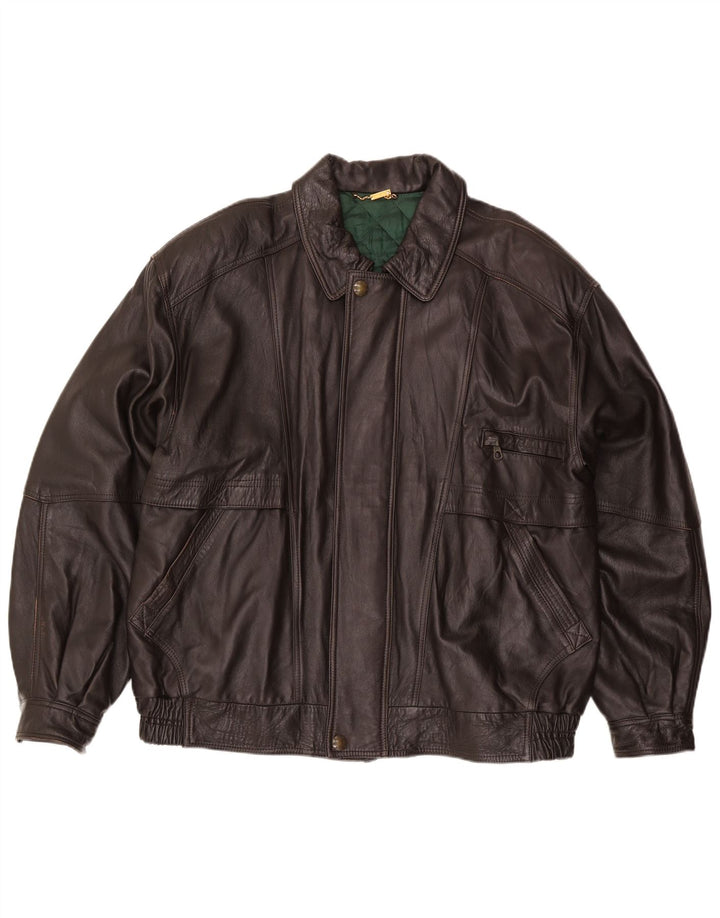 Vintage Herren Lederjacke IT 56 3XL Braun