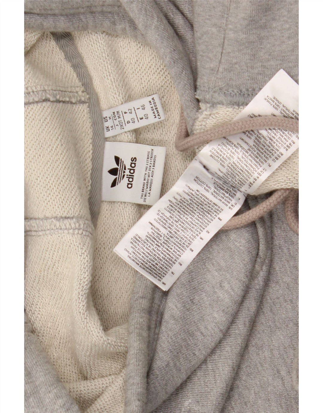 Adidas Damen Übergroßer Kapuzenpullover UK 14 Mittelgraue Baumwolle