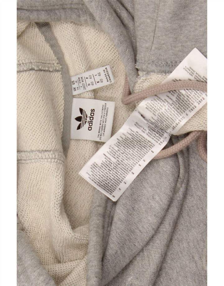 Adidas Damen Übergroßer Kapuzenpullover UK 14 Mittelgraue Baumwolle