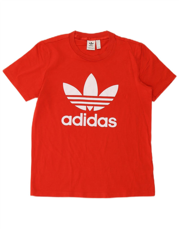ADIDAS Damen Grafik T-Shirt Top UK 12 Mittelrote Baumwolle