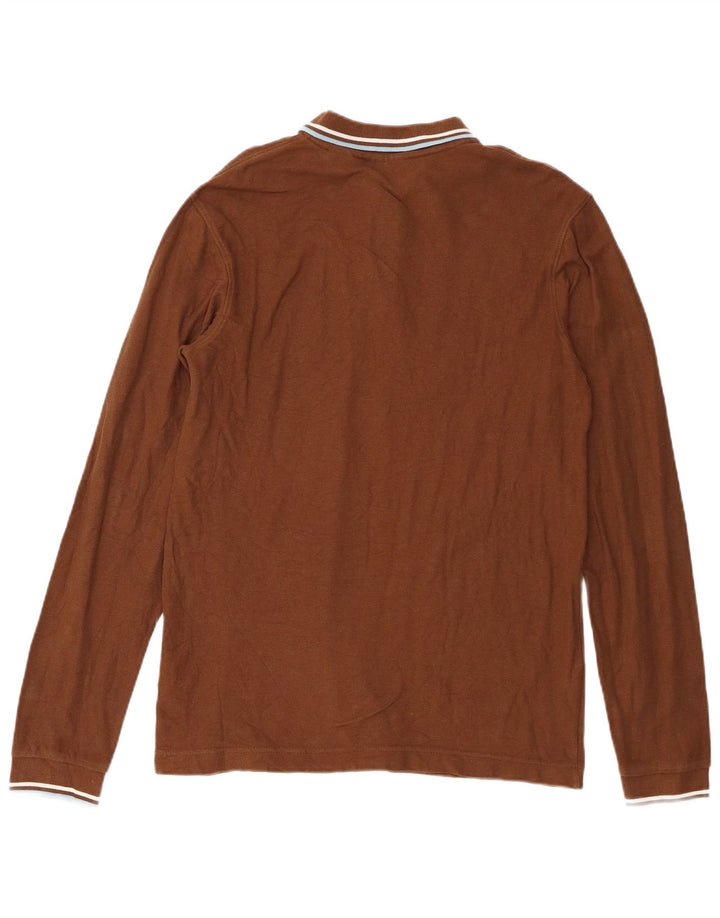Fila Herren-Langarm-Poloshirt aus mittelbrauner Baumwolle