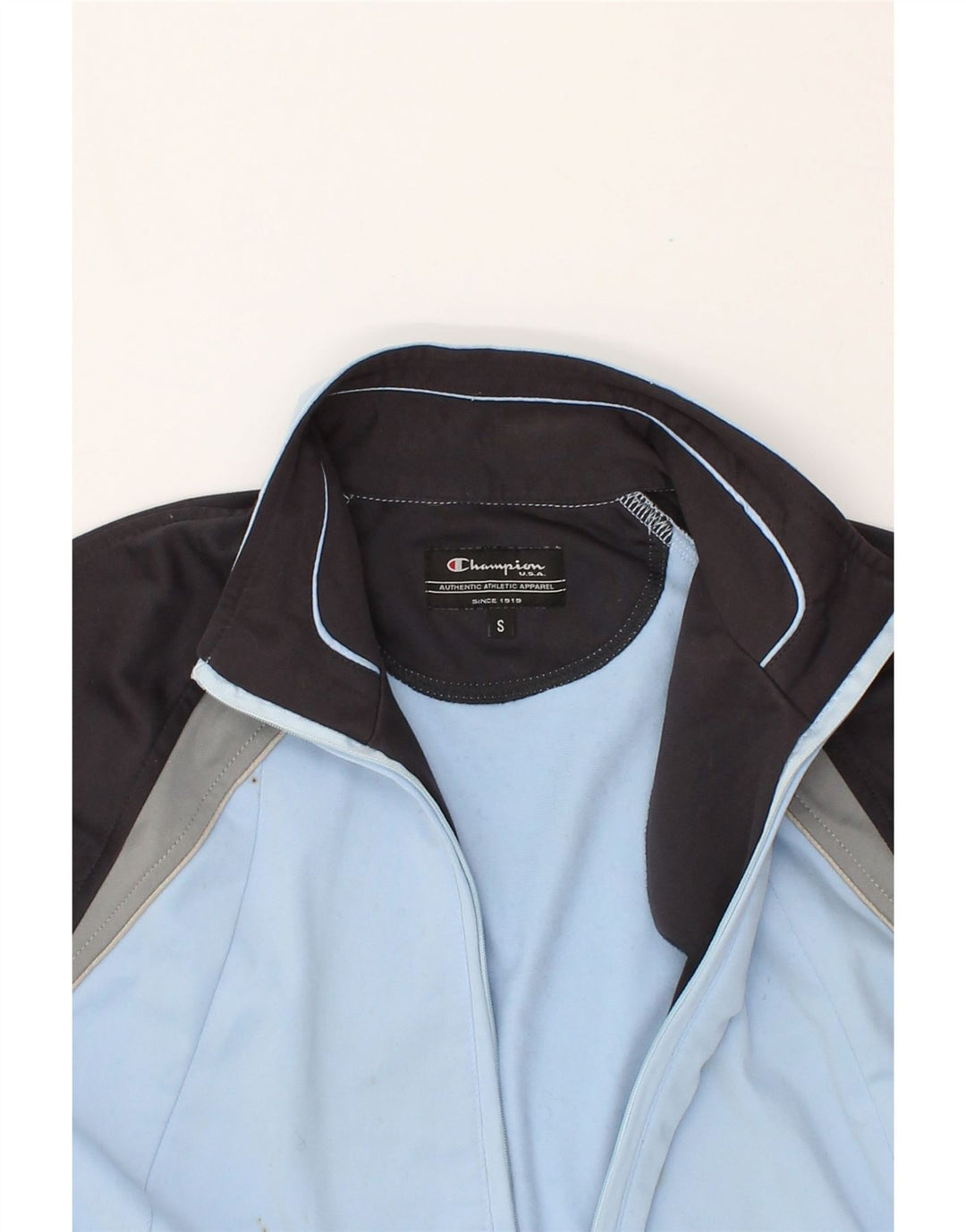 CHAMPION Womens Tracksuit Top Jacket UK 10 Small Blue Colourblock | Vintage Champion | Thrift | Second-Hand Champion | Used Clothing | Messina Hembry 