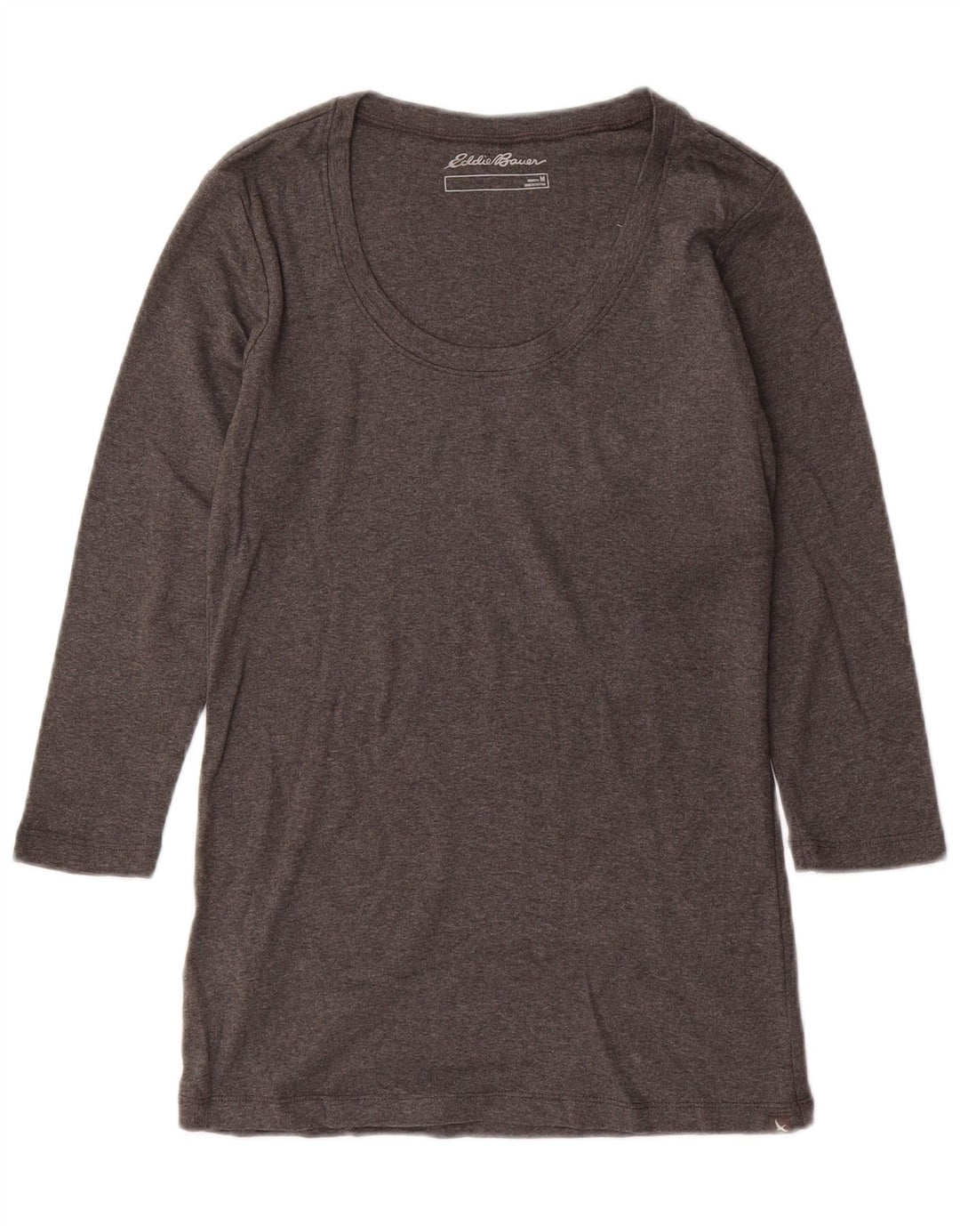 EDDIE BAUER Damen Top 3/4 Ärmel UK 12 Mittelgraue Baumwolle
