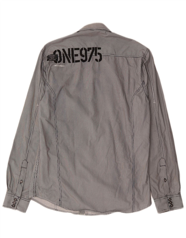 Jack & Jones Herren-Grafikhemd aus mittelblauer Nadelstreifen-Baumwolle