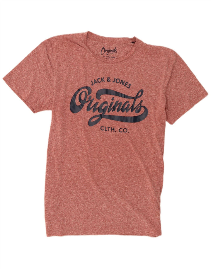 Jack & Jones Herren-T-Shirt mit Grafik, groß, kastanienbraun geflecktes Polyester