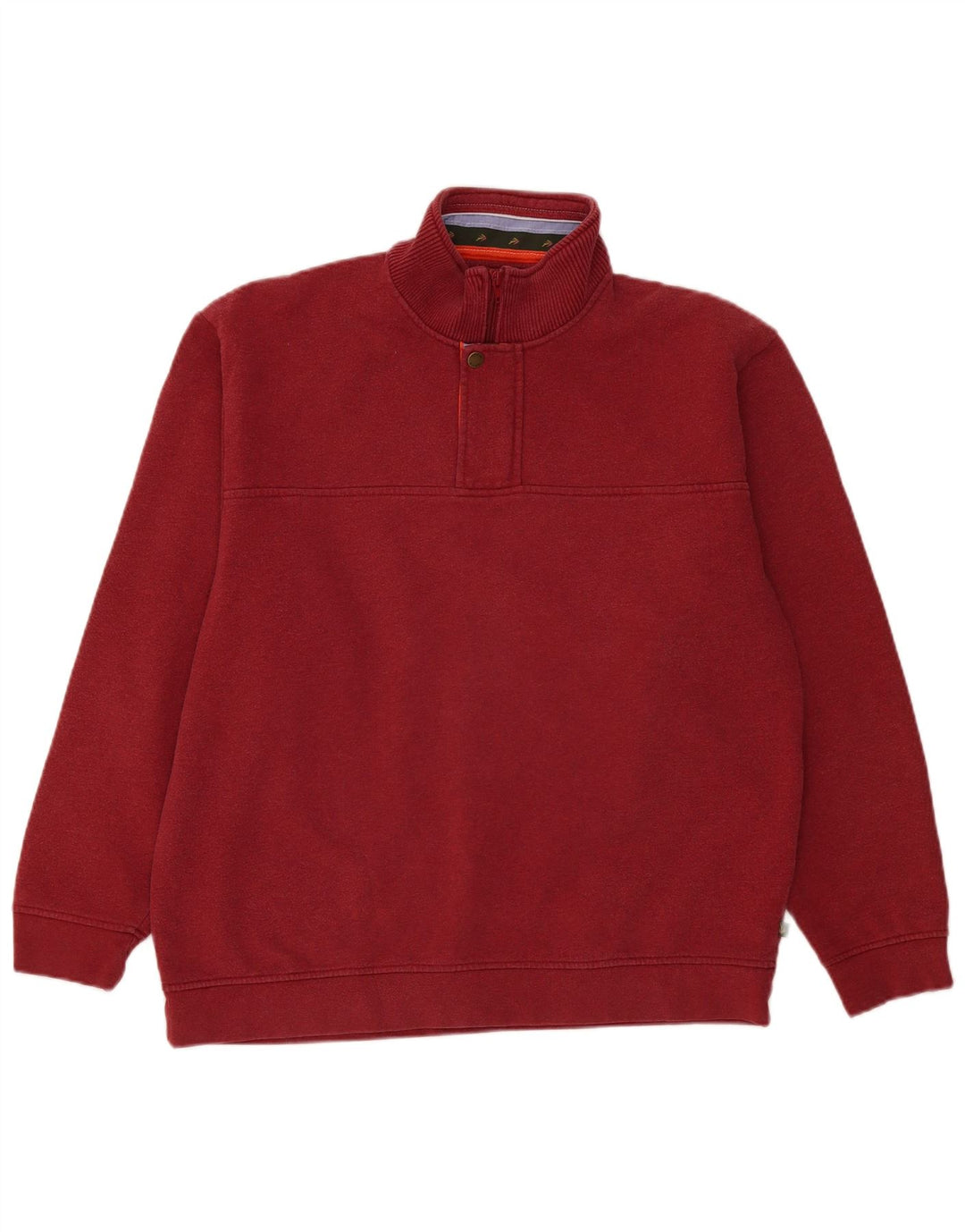Orvis Herren-Sweatshirt mit Reißverschluss am Hals, groß, aus burgunderroter Baumwolle