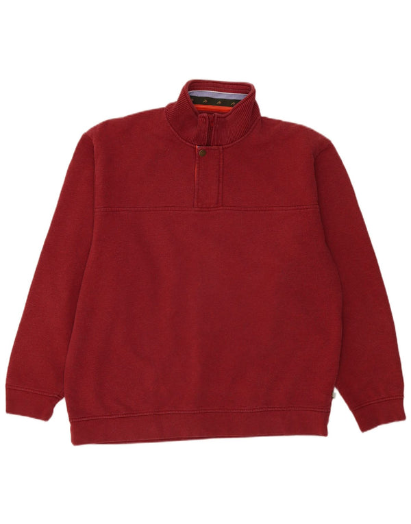 Orvis Herren-Sweatshirt mit Reißverschluss am Hals, groß, aus burgunderroter Baumwolle