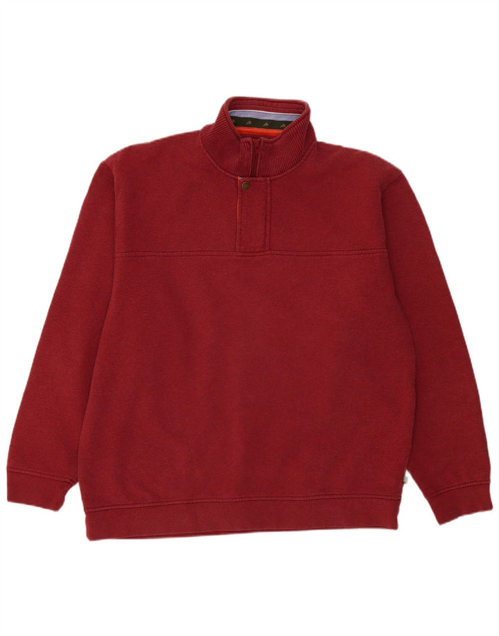 Orvis Herren-Sweatshirt mit Reißverschluss am Hals, groß, aus burgunderroter Baumwolle