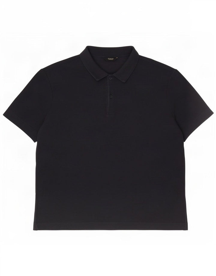 Massimo Dutti Herren Poloshirt XL Marineblau Baumwolle
