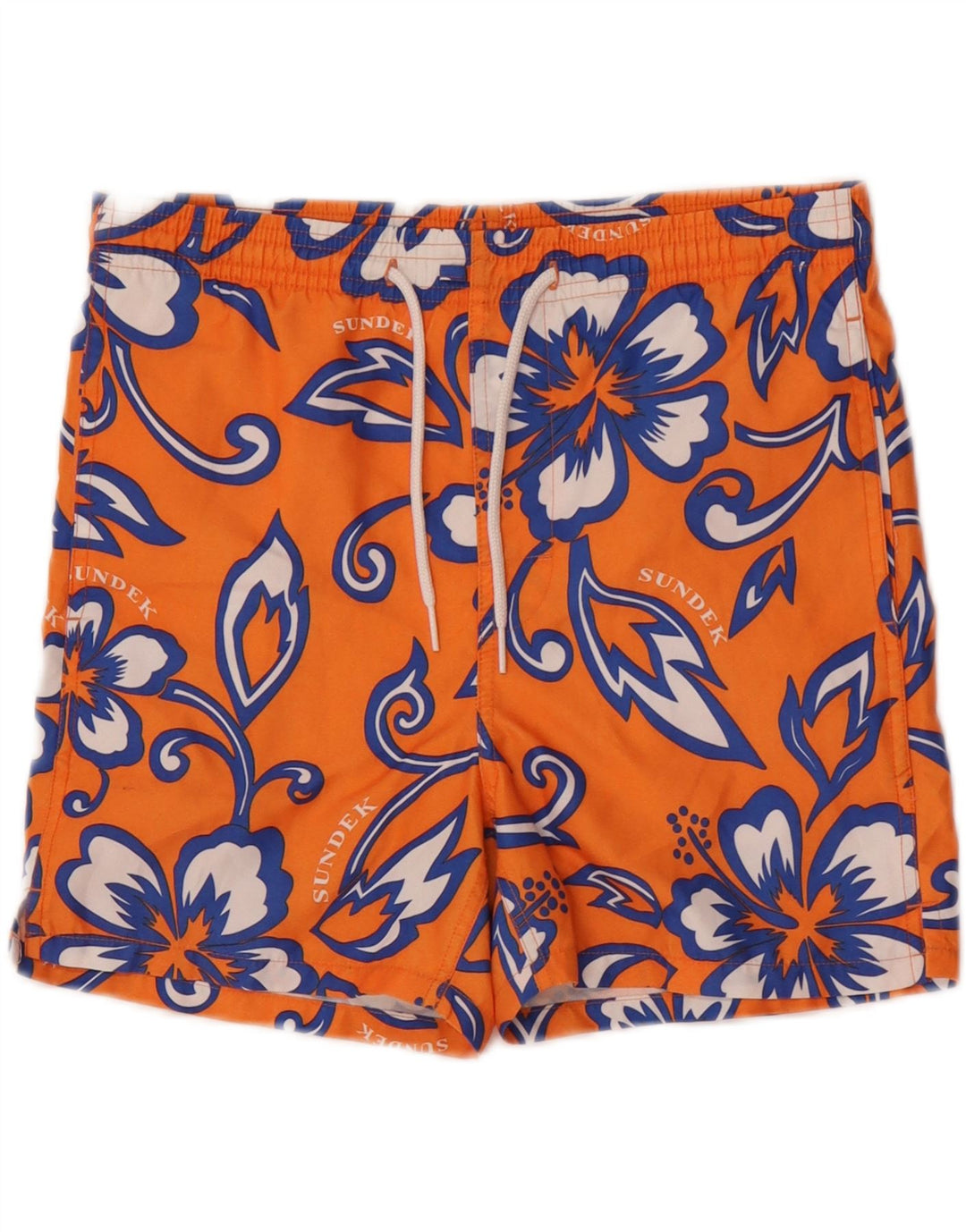 Sundek Herren-Badeshorts mit Grafik, Mittelorange, Blumenmuster, Polyester