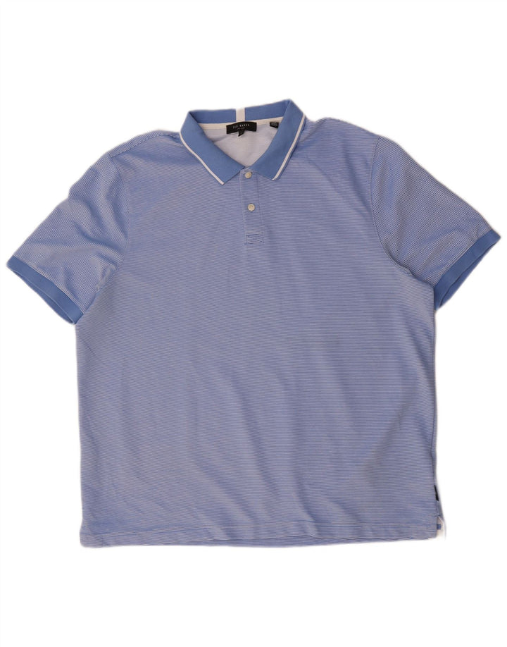 Ted Baker Herren-Poloshirt, Größe 6 2XL, blau gestreift, Polyester