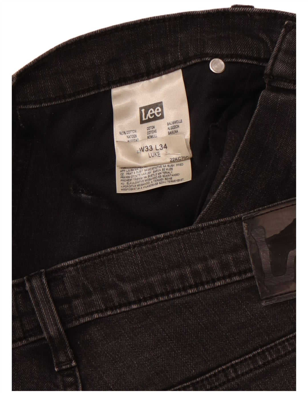 LEE Damen Luke Slim Jeans W33 L30 Schwarze Baumwolle