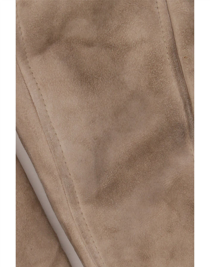 Vintage Damen Shearling Mantel IT 46 Großes Beige Leder