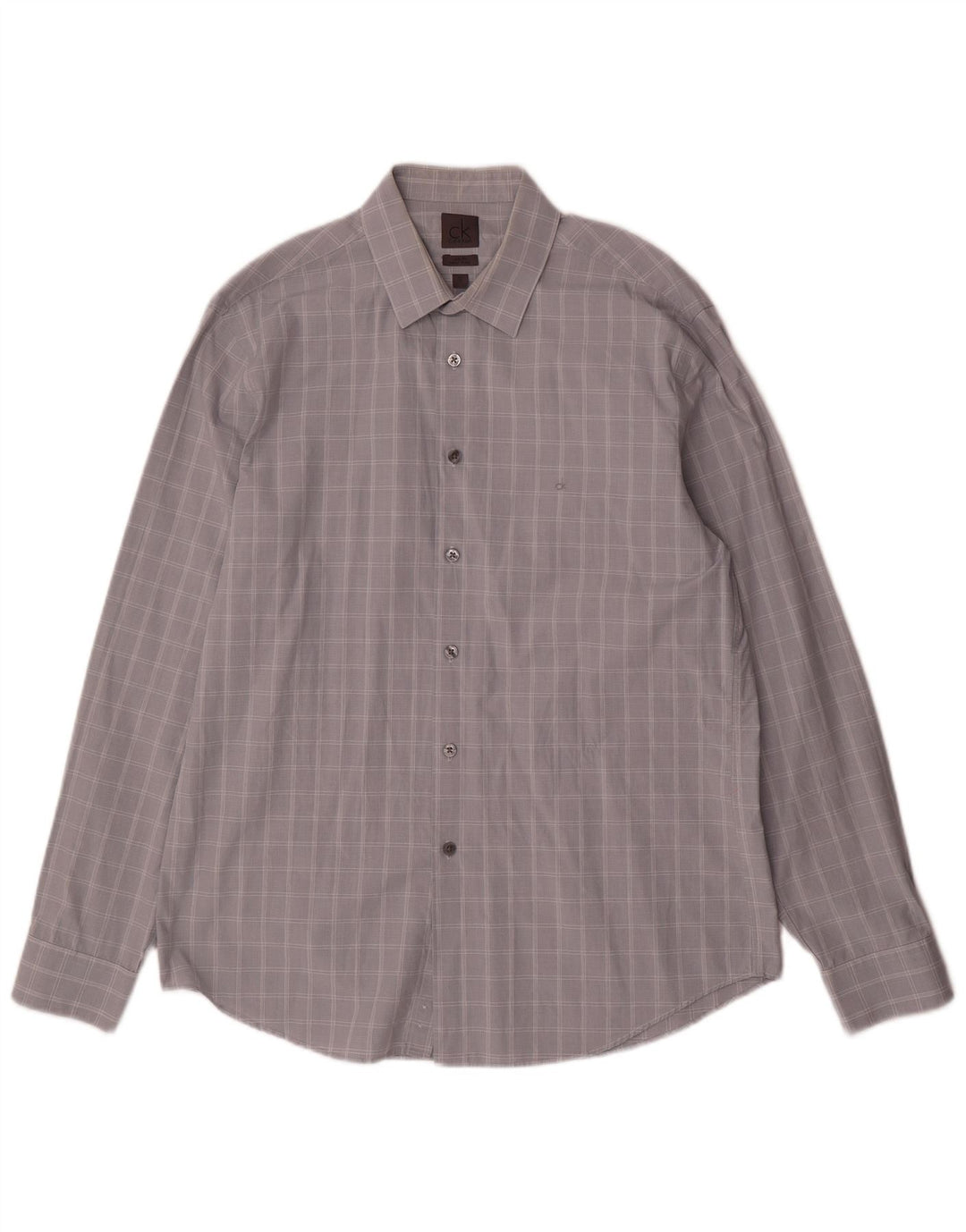 CALVIN KLEIN Mens Slim Fit Shirt Size 41 16 Large Grey Check