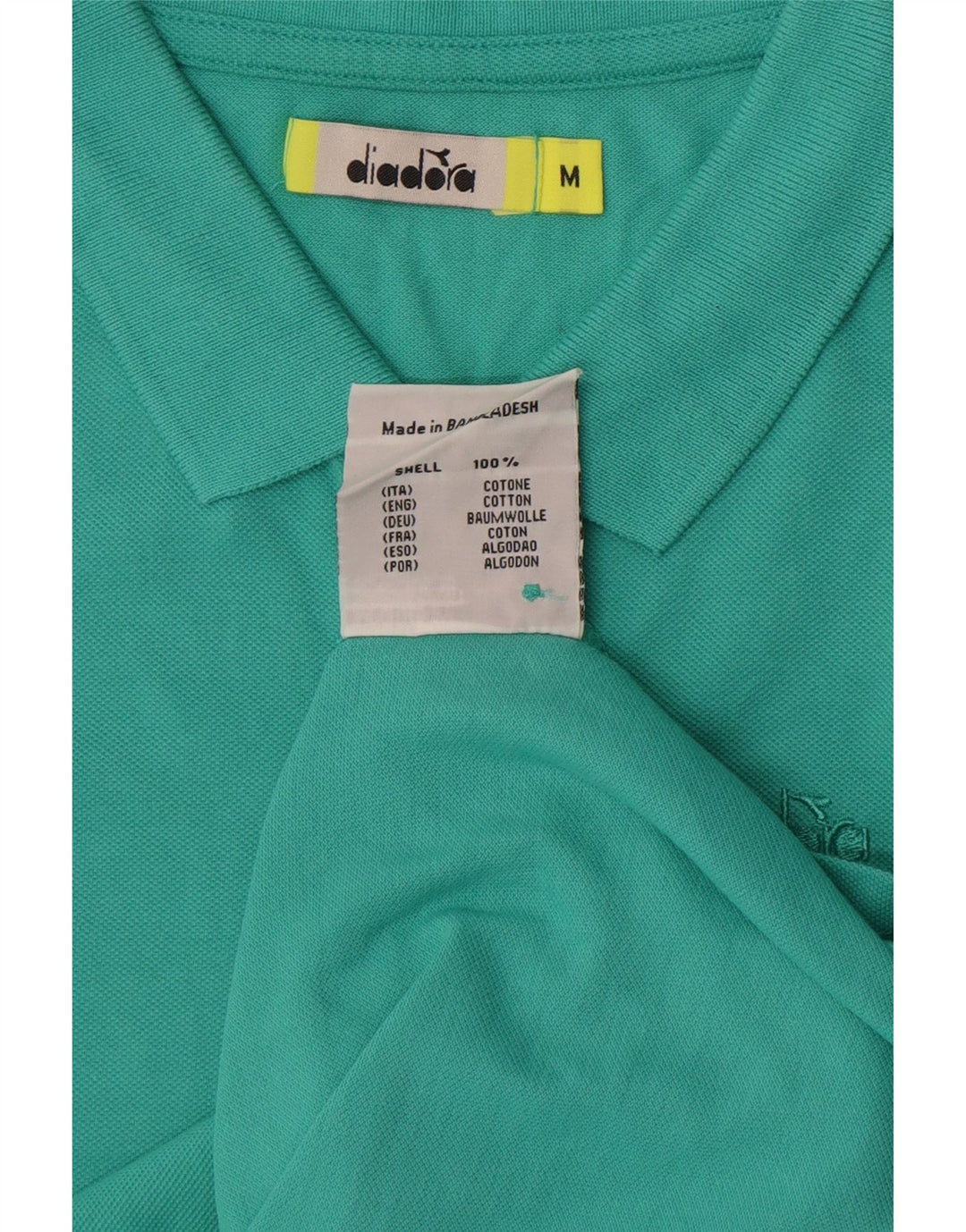 Diadora Damen Poloshirt UK 12 Medium Türkis Baumwolle