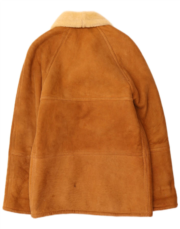 Vintage Herren Shearling Jacke UK 36 Small Beige Shearling