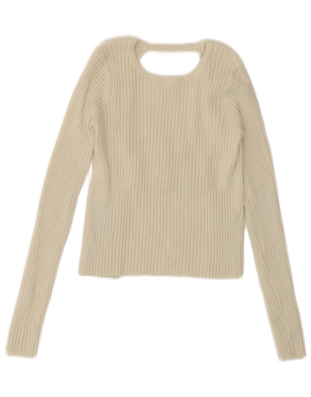 Zara Damen Cut-Out Langarm Crop Top UK 10 Small Off White