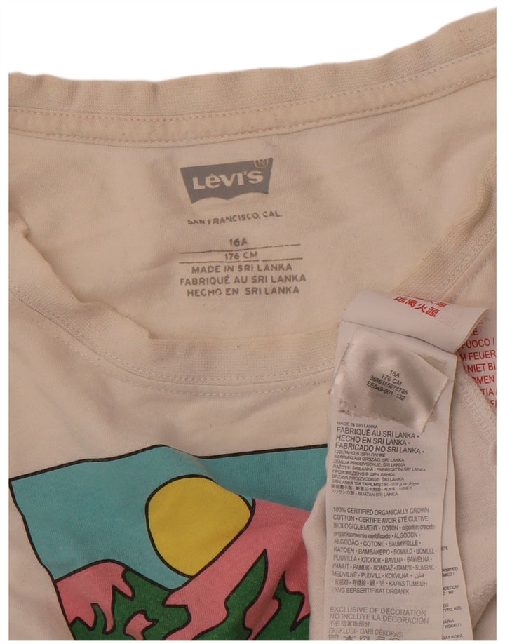 LEVI'S Boys Graphic T-Shirt Top 15-16 Years White Cotton