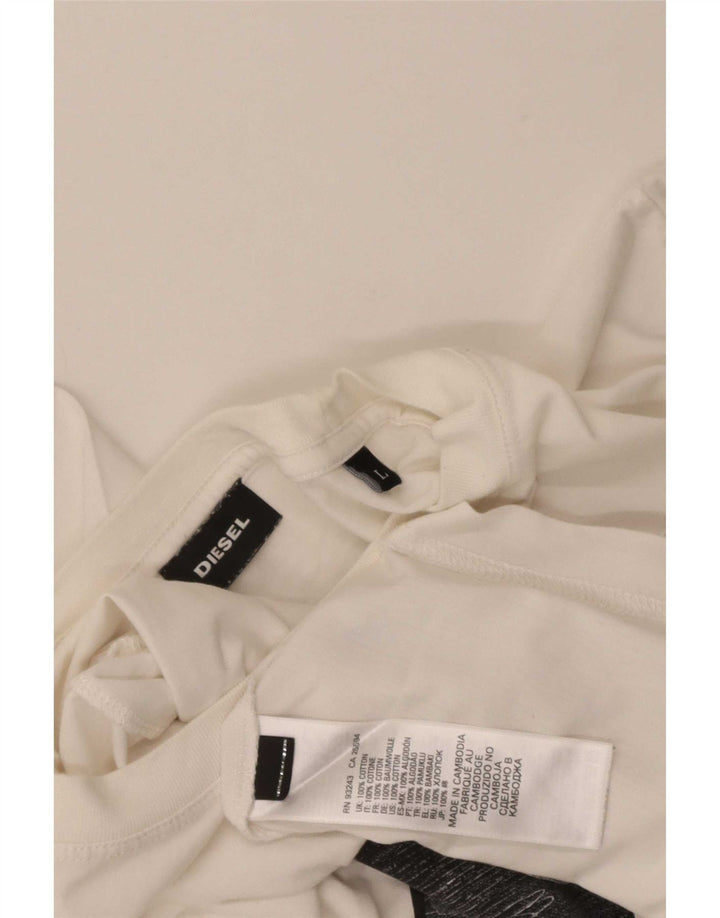 Diesel Herren-T-Shirt mit Grafik, Größe L, aus weißer Baumwolle