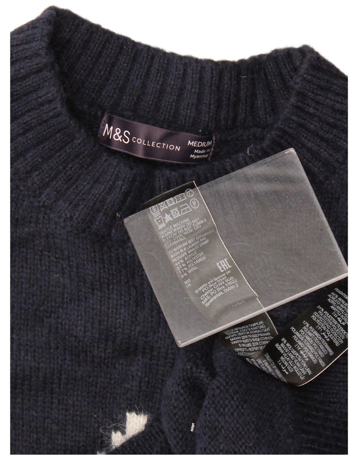Marks & Spencer Damen-Pullover mit Rundhalsausschnitt, Gr. 14, mittleres Marineblau