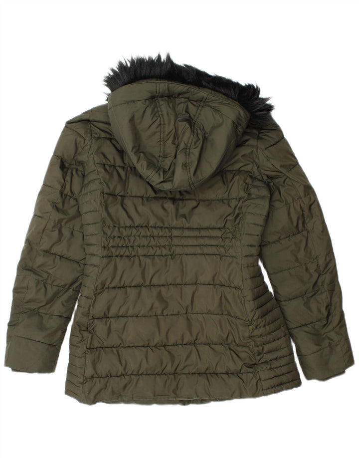 HOBBS Wattierte Damenjacke mit Kapuze, UK 10, Größe S, Khaki, Polyester