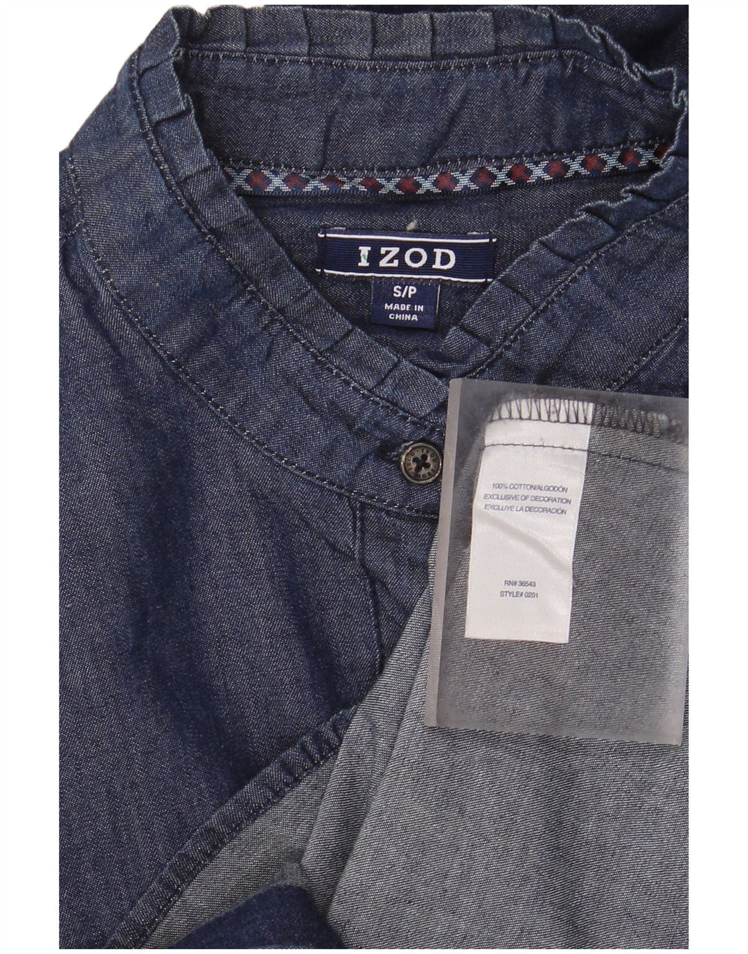 IZOD Damen Jeanshemd UK 10 Small Marineblau Baumwolle