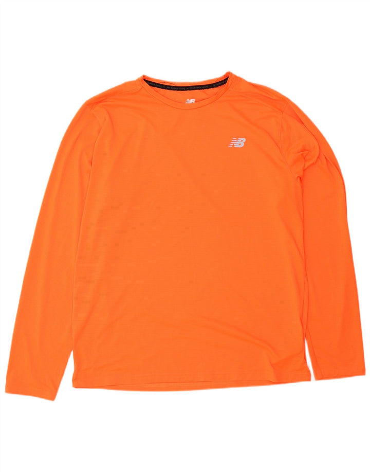 New Balance Herren-Oberteil, langärmelig, groß, orangefarbenes Polyester