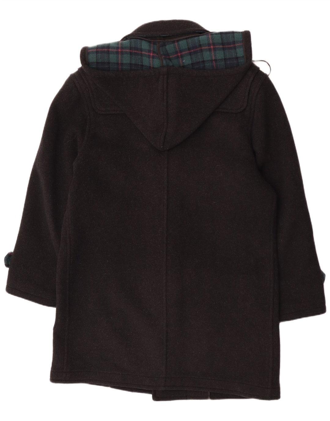 Pierre Cardin Herren-Dufflecoat mit Kapuze IT 48 Mittelschwarz karierte Wolle