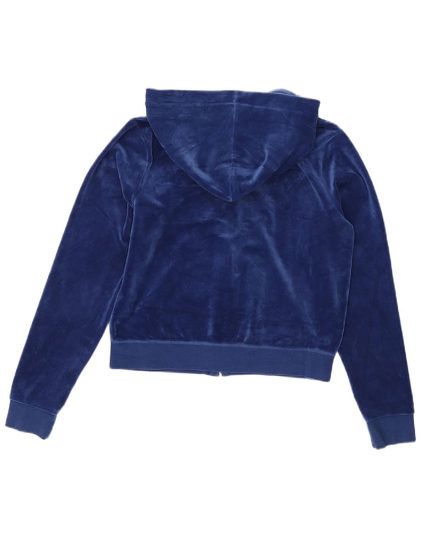 Juicy Couture Damen-Kapuzenpullover aus Velours mit Reißverschluss, Gr. 40, Marineblau