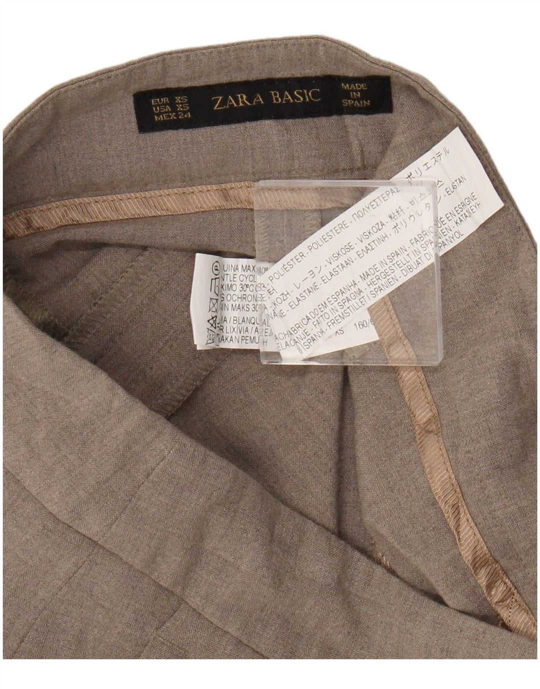 Zara Damen Bootcut Chino Hose XS W24 L25 Beige Polyester