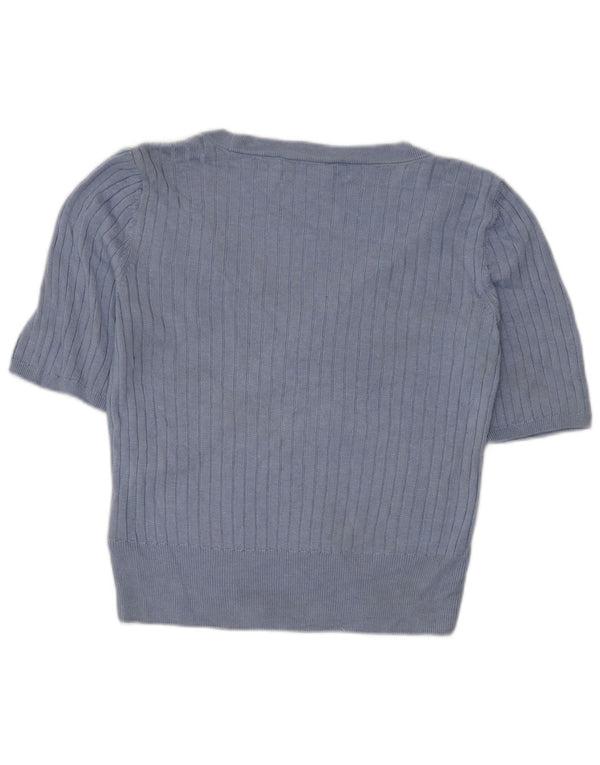 Marks & Spencer Damen Crop Bluse Top UK 12 Mittelblaue Viskose