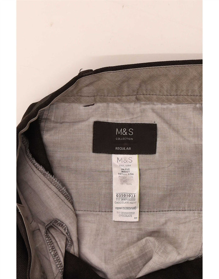 Marks & Spencer Herren-Anzughose, gerade, normal, W42, L29, braun, Polyester