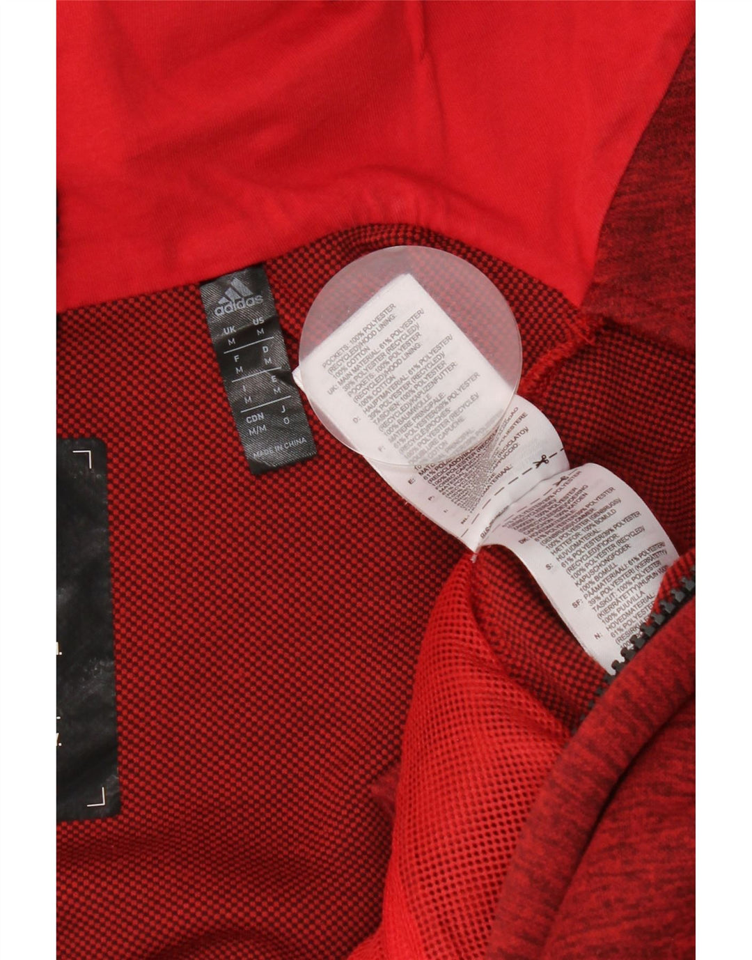 Adidas Herren-Trainingsanzugoberteil aus mittelrot geflecktem Polyester