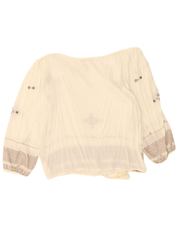 Polo Ralph Lauren Damen-Blusenoberteil mit 3/4-Ärmeln, UK 6 XS, weiß geblümt