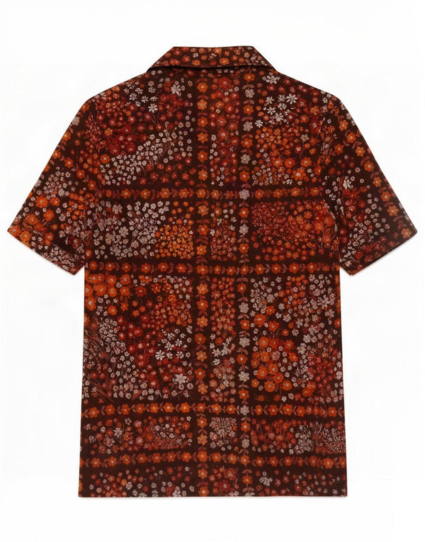 Vintage Damen Kurzarm-Hemdbluse UK 8 Small Brown Floral