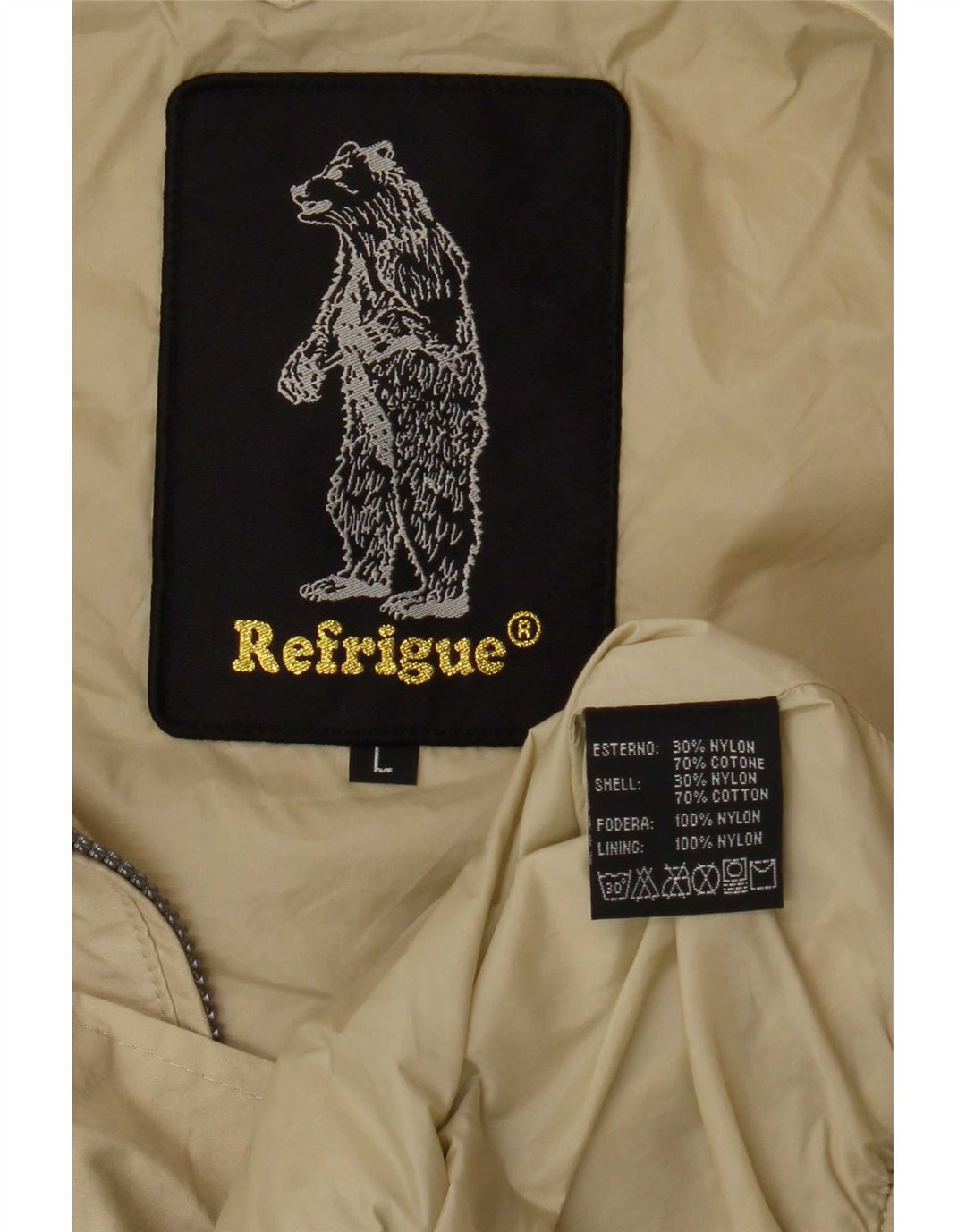 Refrigue Herren Bomberjacke UK 40 Large Beige Baumwolle
