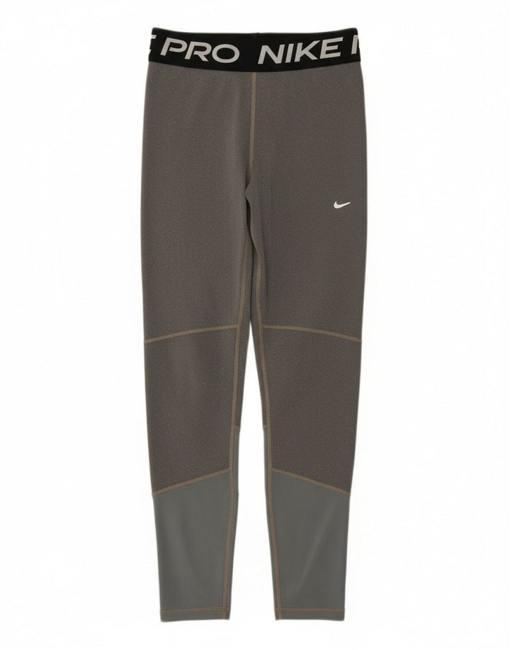 Nike Mädchen-Grafik-Leggings, 12–13 Jahre, groß, graues Colourblock-Polyester