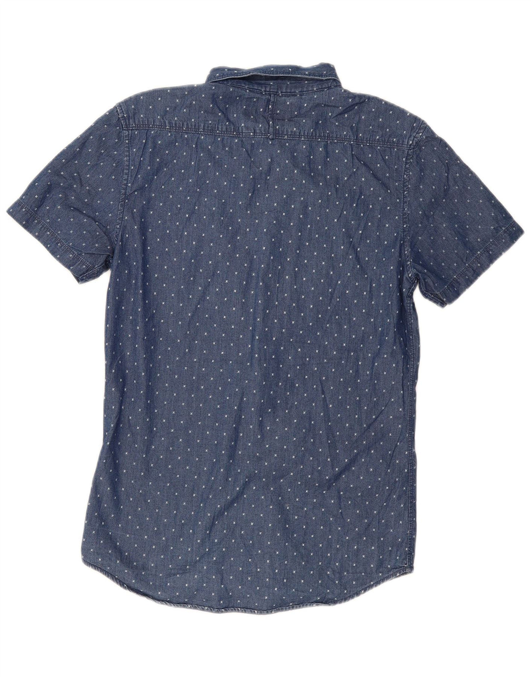 MOSSIMO Herren Kurzarm-Jeanshemd XS Blau gepunktet